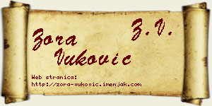 Zora Vuković vizit kartica